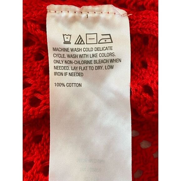 Colleen Lopez M Red Crochet Anchor Pullover Sweater V-Neck Casual - Picture 5 of 11